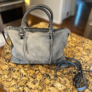 Rebecca Minkoff Soft Gray Suede Shoulder Bag with Extra Long Strap